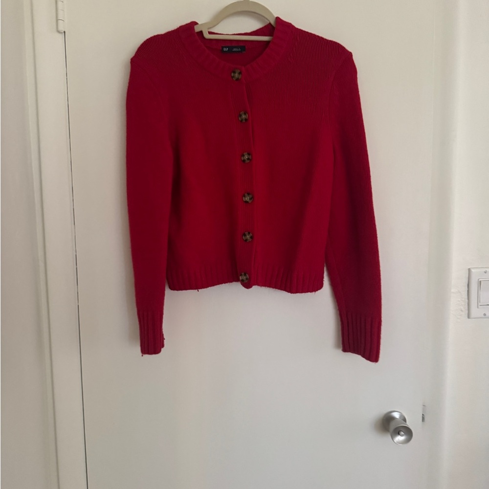 GAP Red Cardigan Sweater Classic Knit